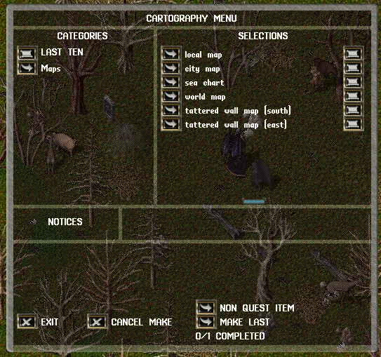 Cartography menu