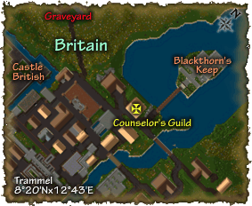 Map to Counselor's Guild, Britain, Trammel