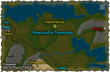 Map to Hall of Virtue, Newcastle