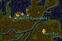 Screen Shot of OverHead Map of Ravenshire Town's Location.